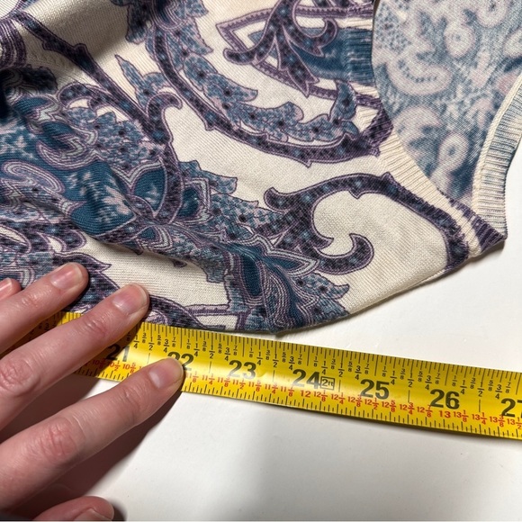 Talbots 2X Petite Long Sleeve Lightweight Knit Silk Cardigan Paisley Pearl Buttn - Picture 11 of 12